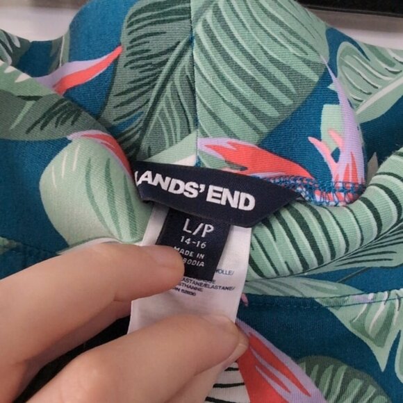 Lands End Tropical Floral Boho Coastal Stretch A-Line Midi Skirt 14/16 - Picture 6 of 7